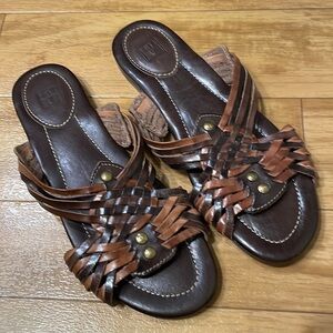 FRYE braided leather slides